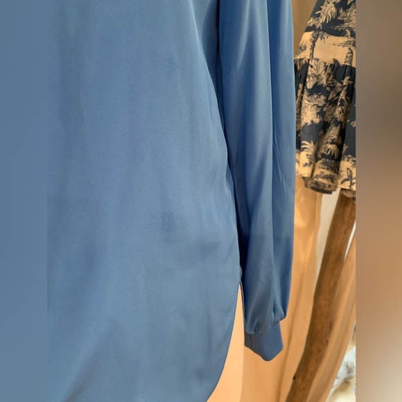 TIBI Pintuck Silk Tunic Long Sleeve Blouse In Azure Blue Size 2 - Picture 13 of 16